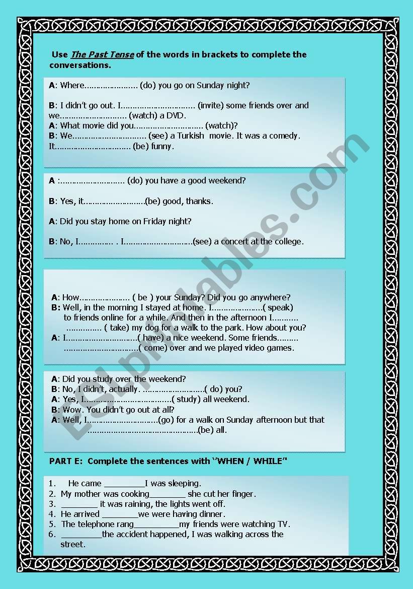 The Past Simple Tense worksheet