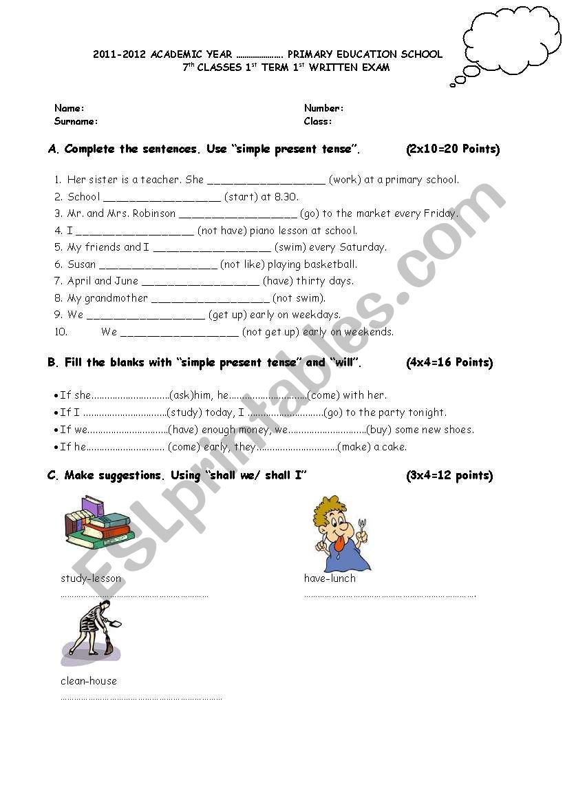 7 class worksheet