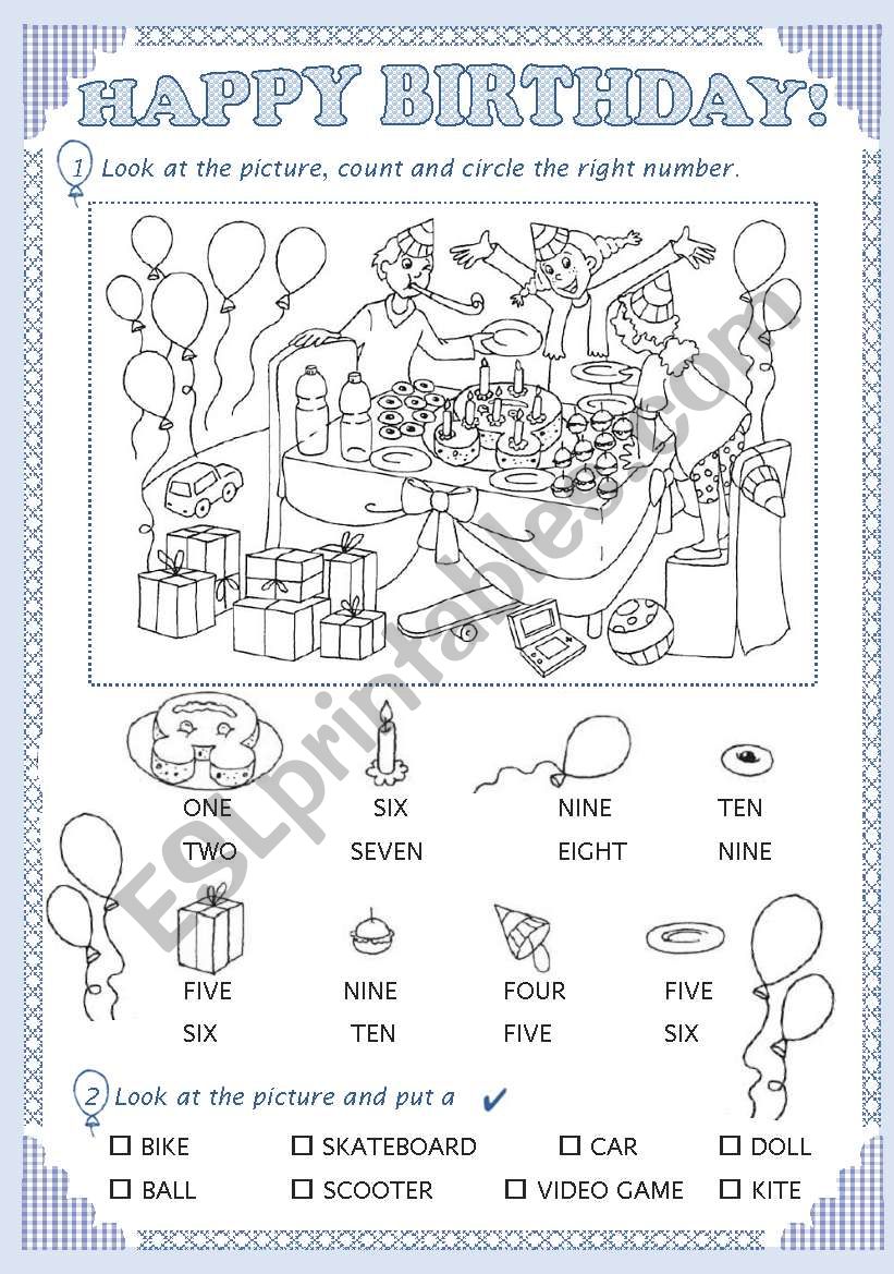 Free Printable Happy Birthday Worksheet