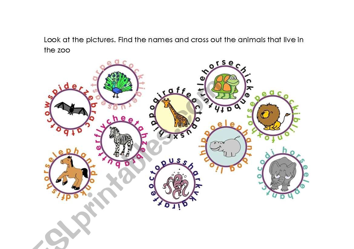 Animals in the zoo worksheet