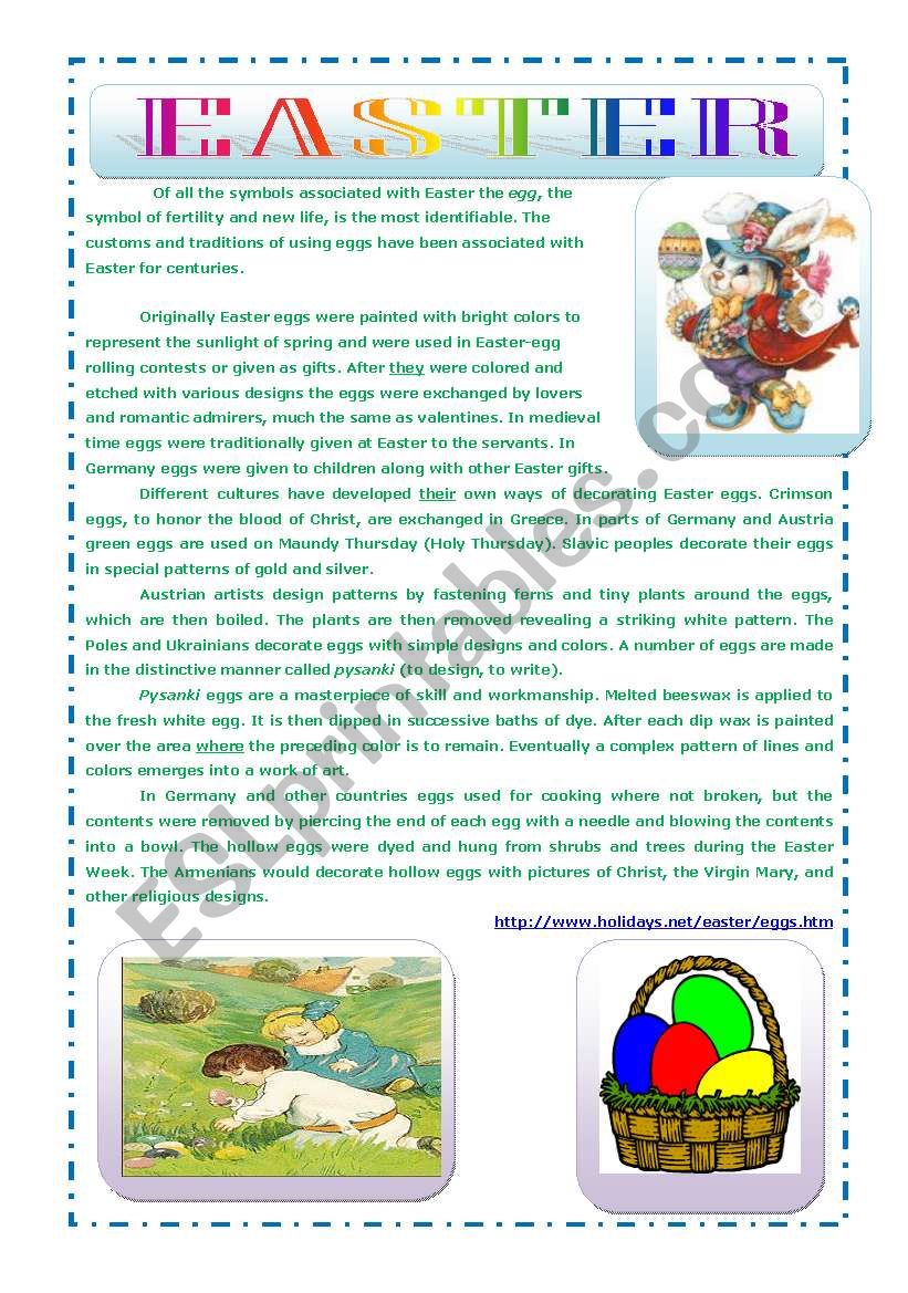 EASTER - SYMBOL OF EGGS worksheet