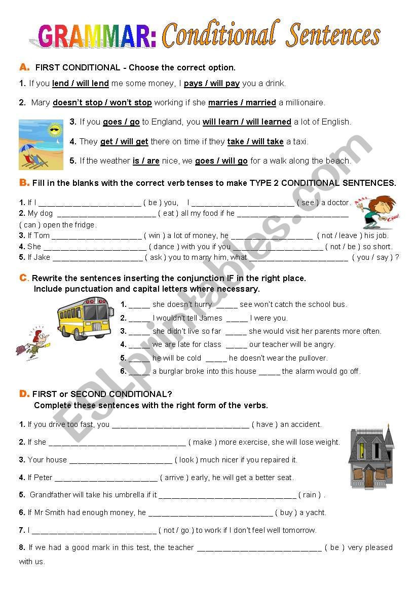 Conditional sentences worksheet