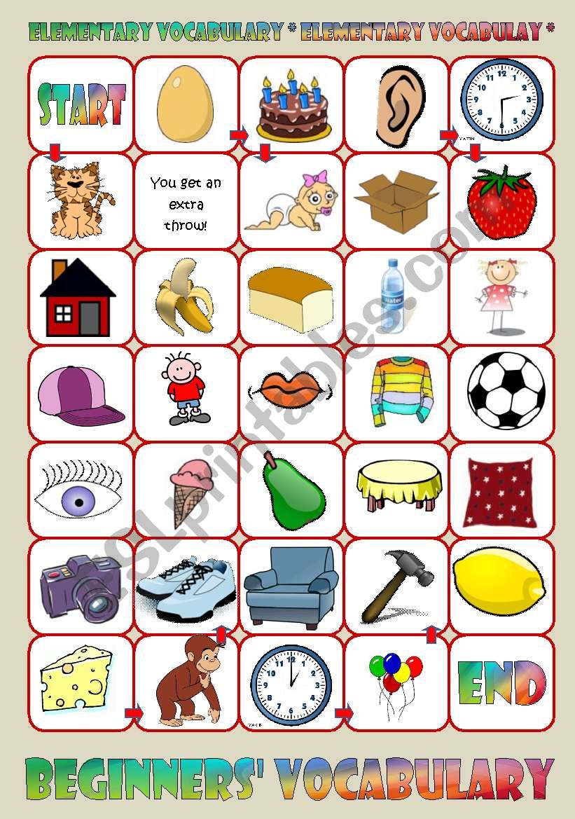 Basic Vocabulary Board Game worksheet