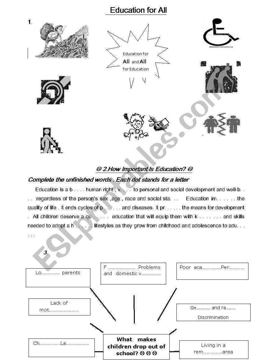 education for all worksheet