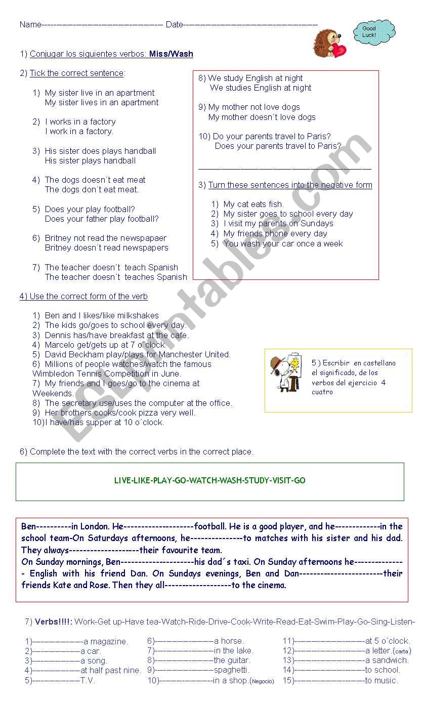 Simple Present worksheet