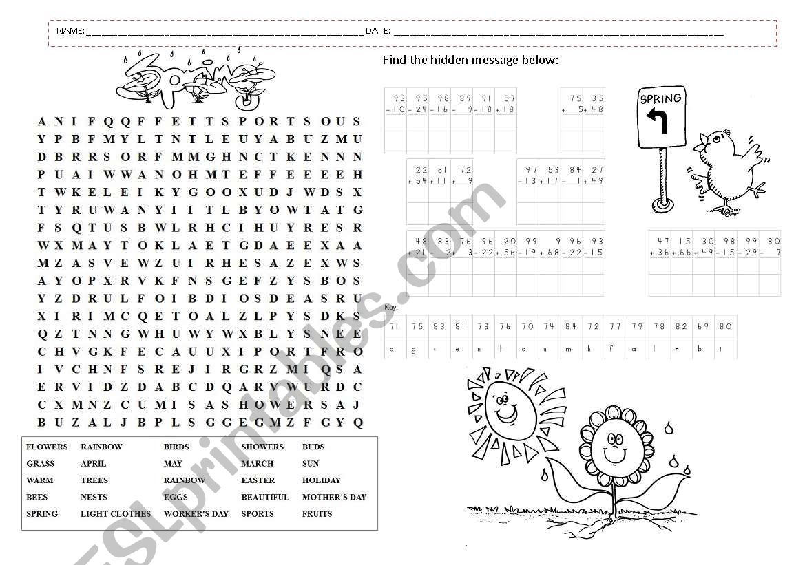 Spring worksheet