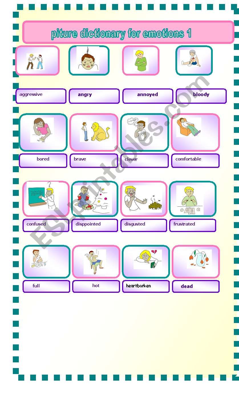 feelings and emotions 1 worksheet