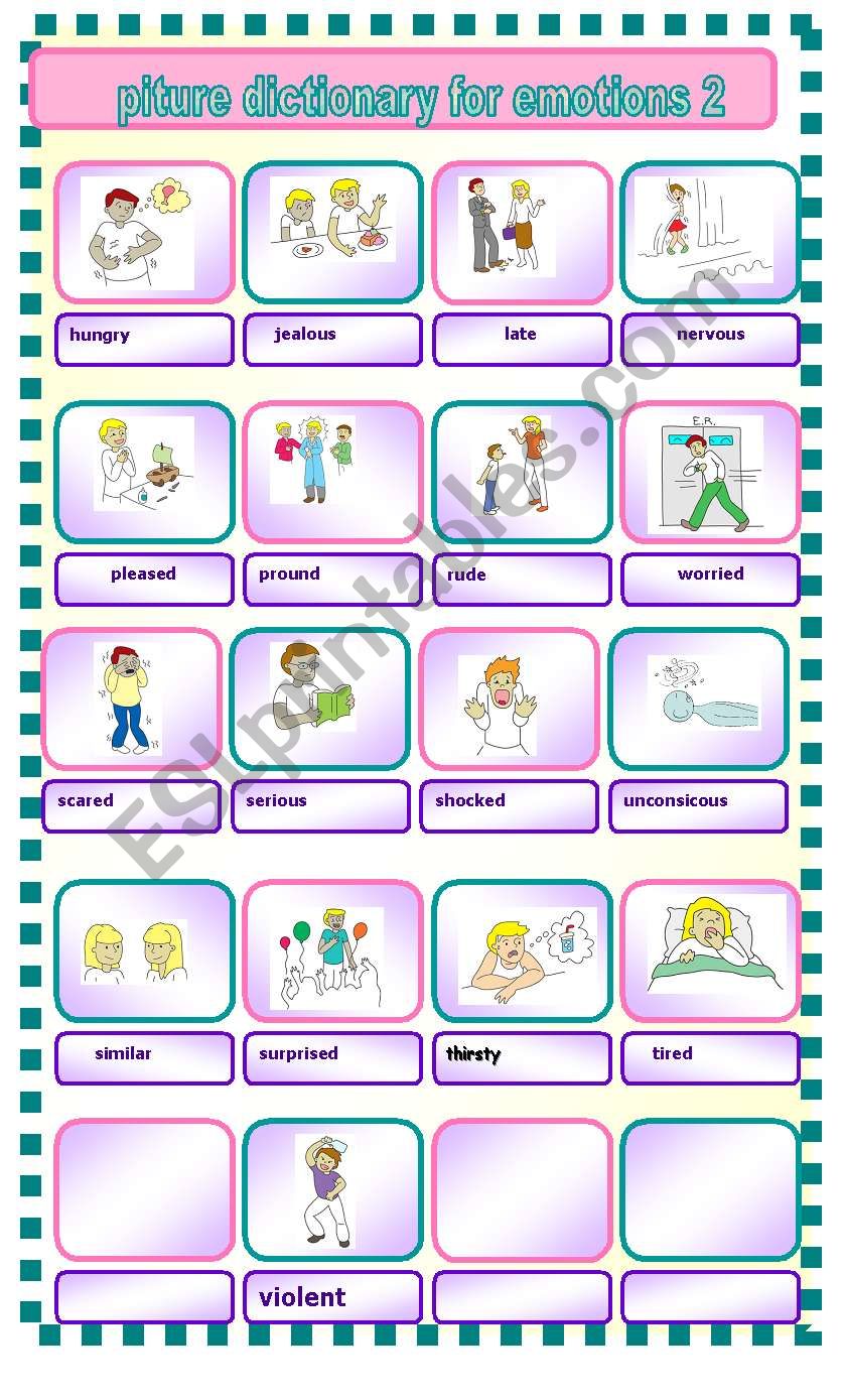 feelings and emotions picture dictionary 2