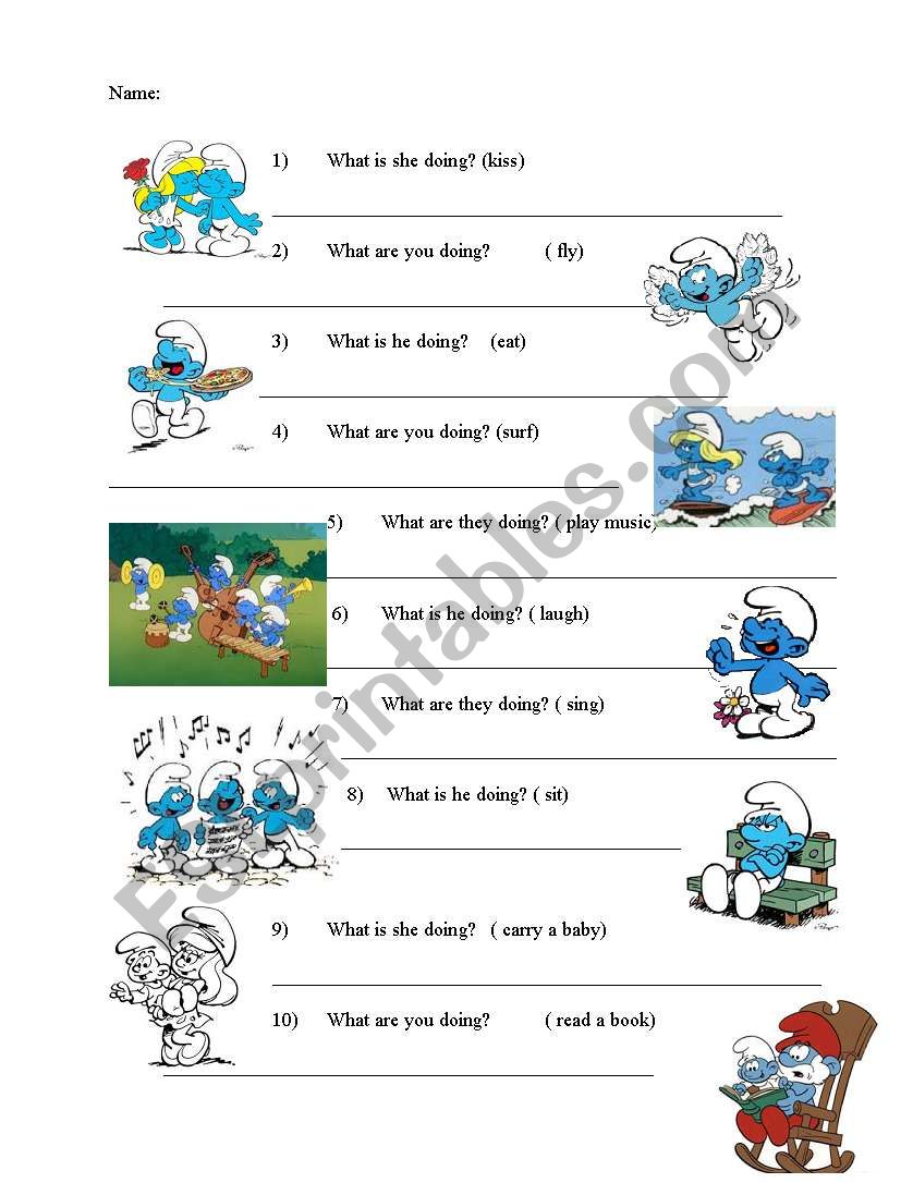 Present continuous tense- mini test for kids