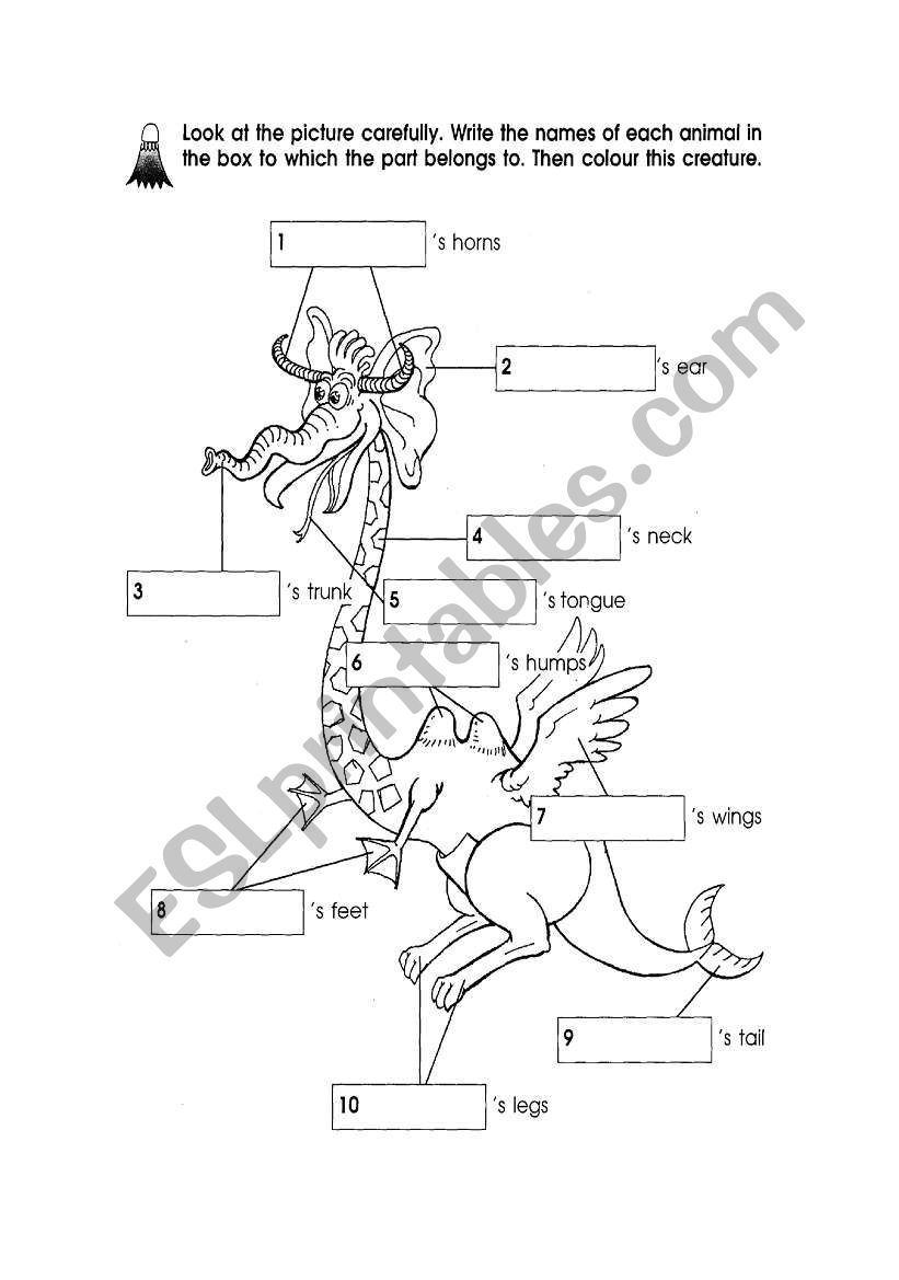 funny creature worksheet