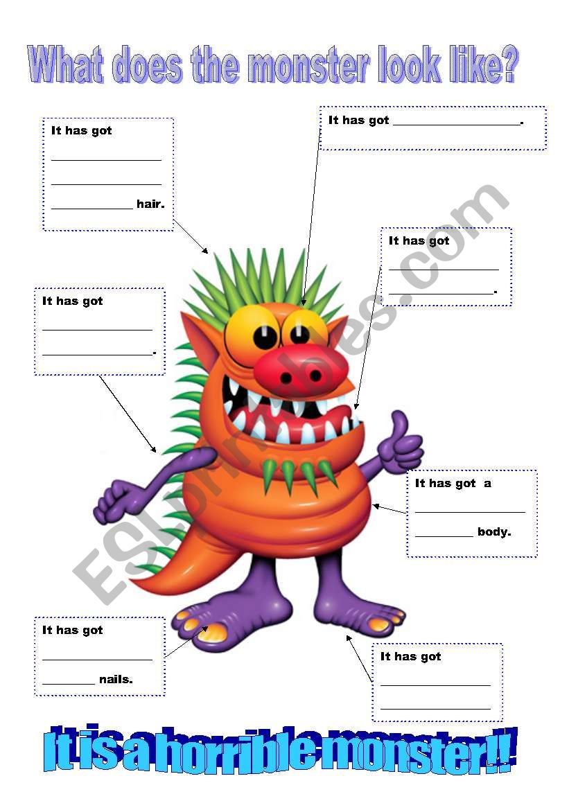 Describe the monster! worksheet