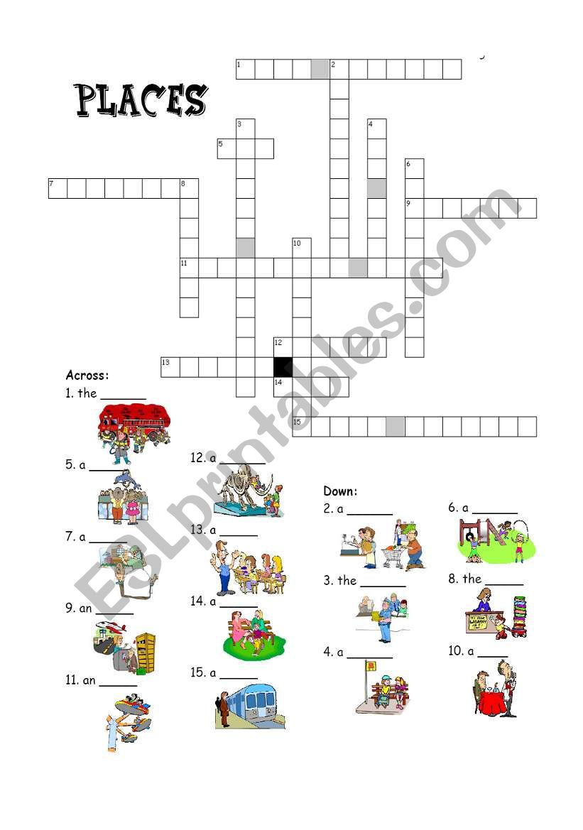 Town places worksheet
