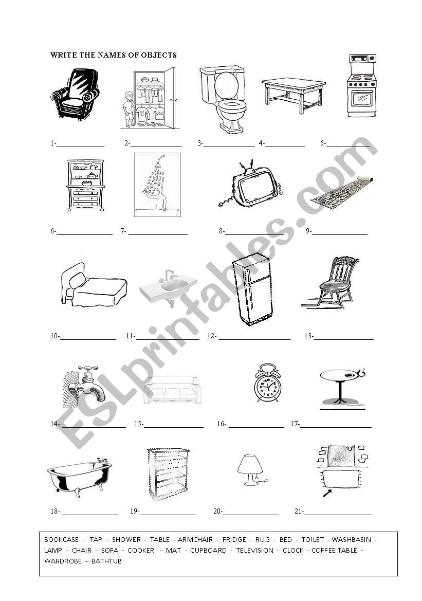 home - furniture worksheet