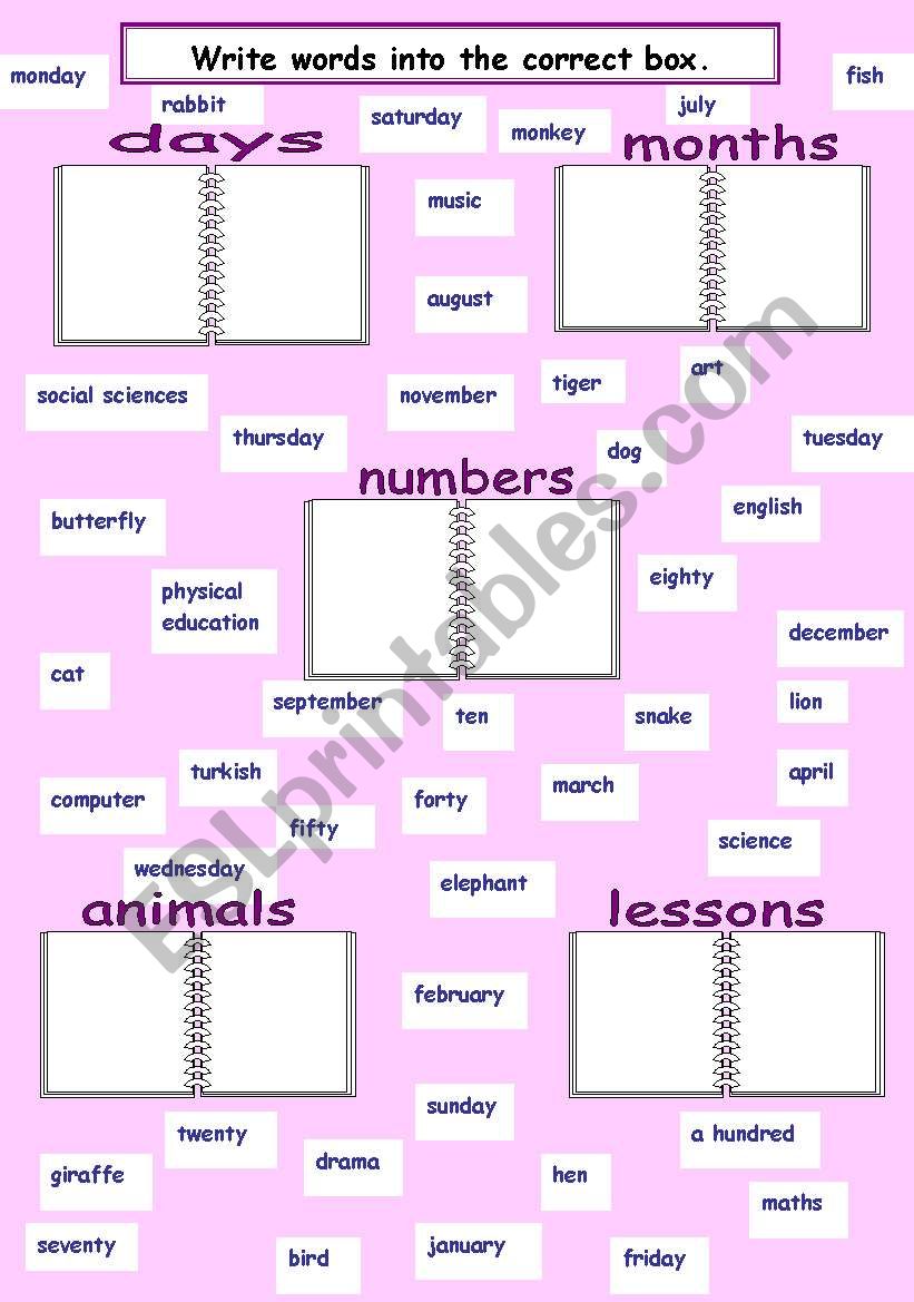 numbers-days-months-animals-lessons