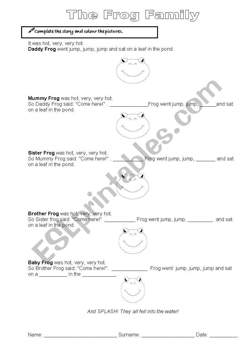 frog family worksheet