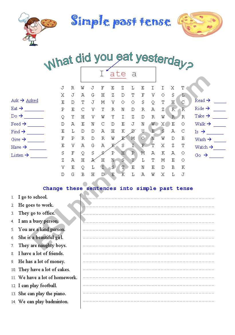 Past simple tense worksheet