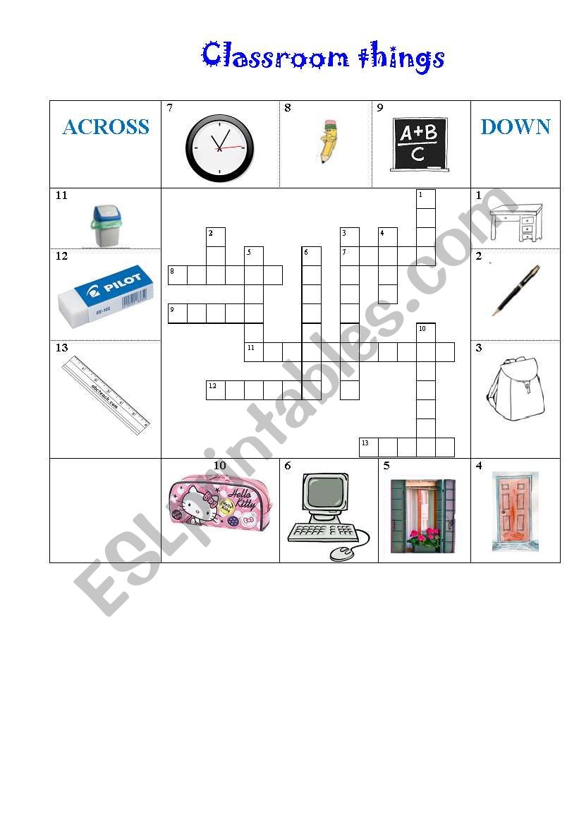 classroom things worksheet