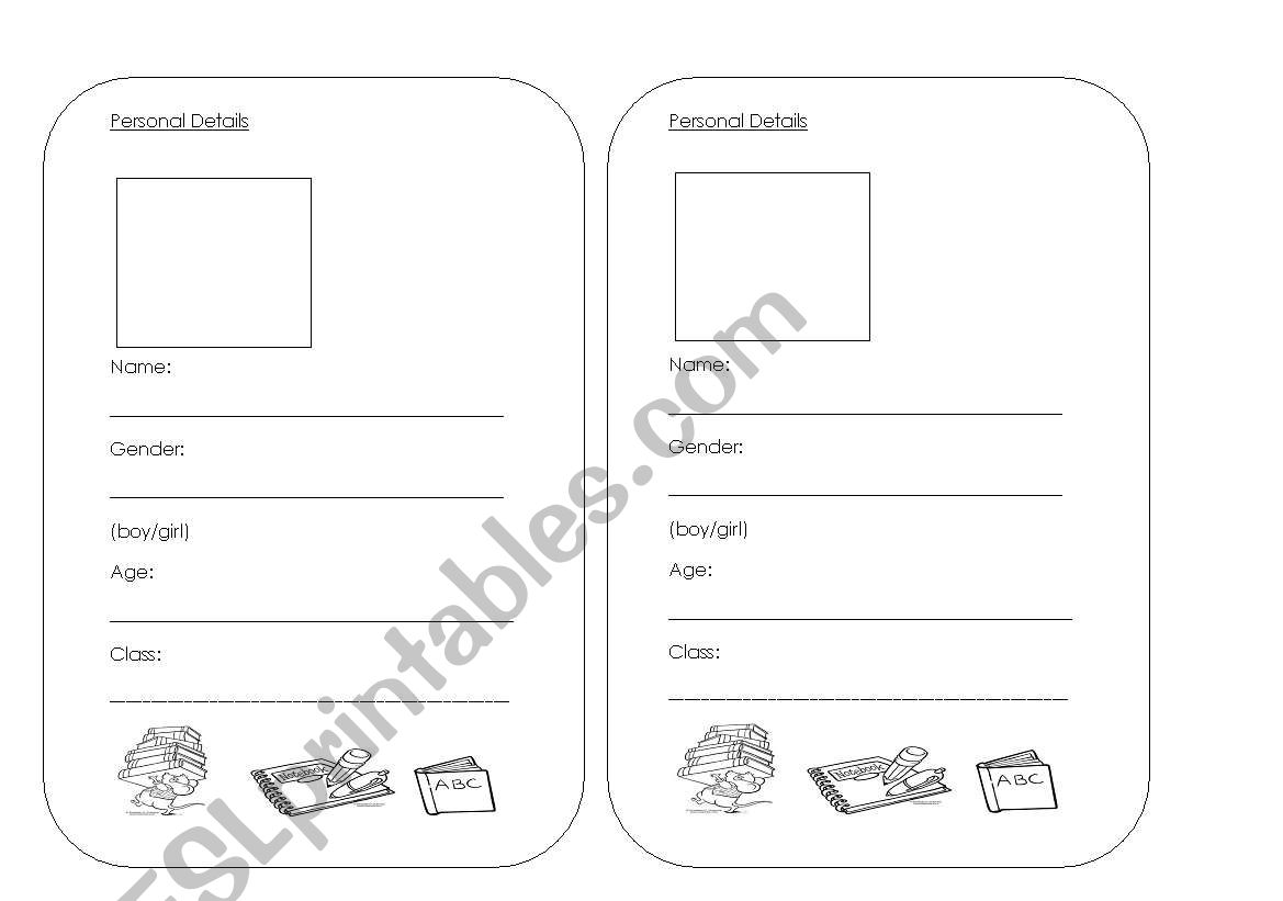 personal details worksheet