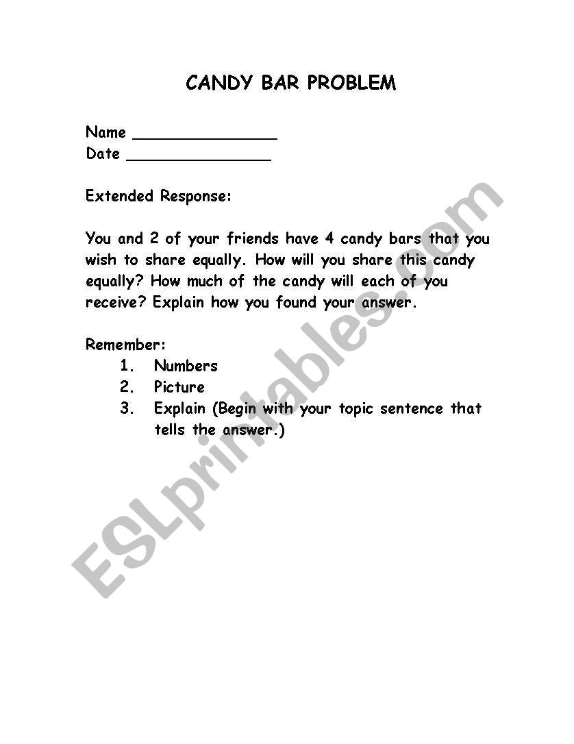 Candy Problem worksheet