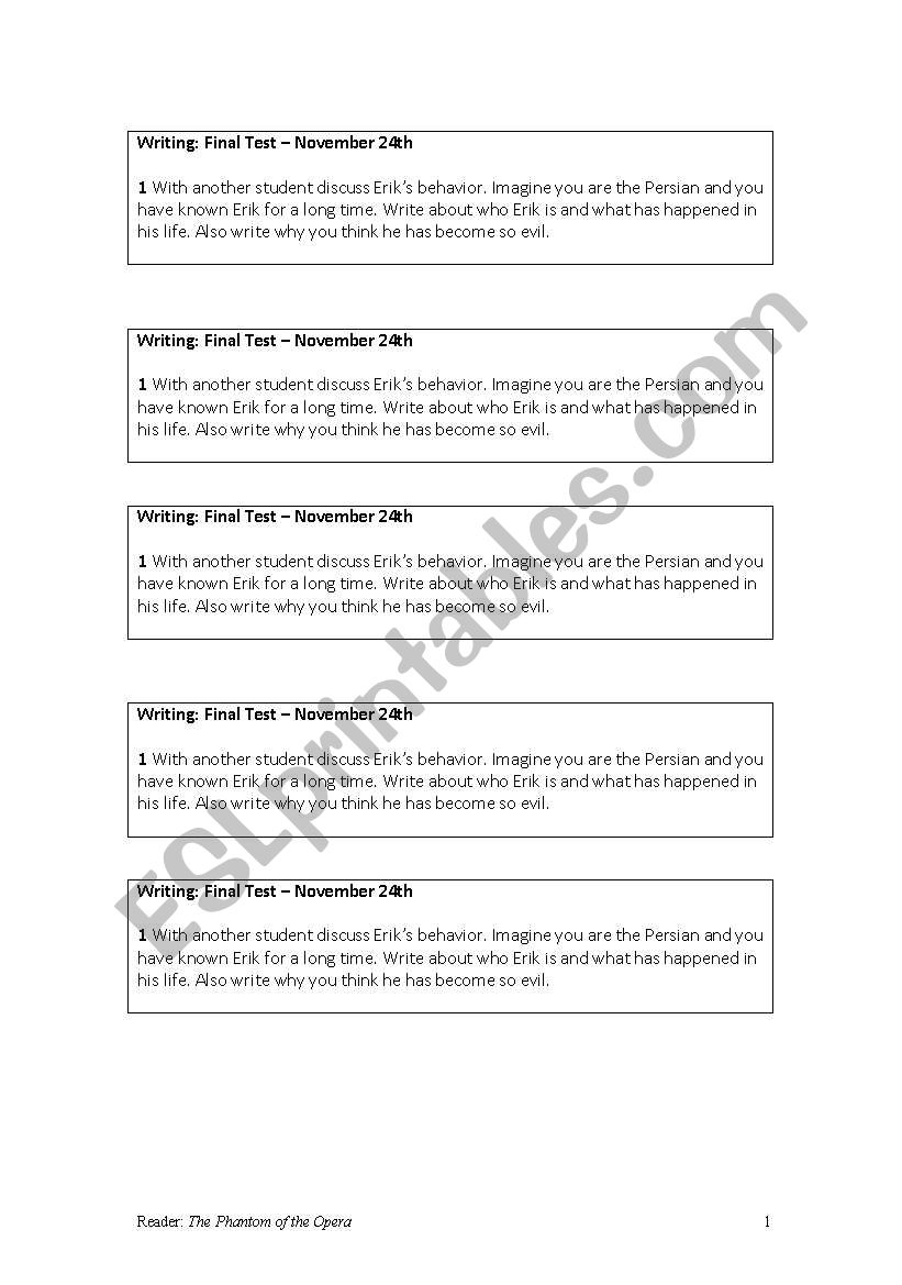 The phantom of the opera worksheet