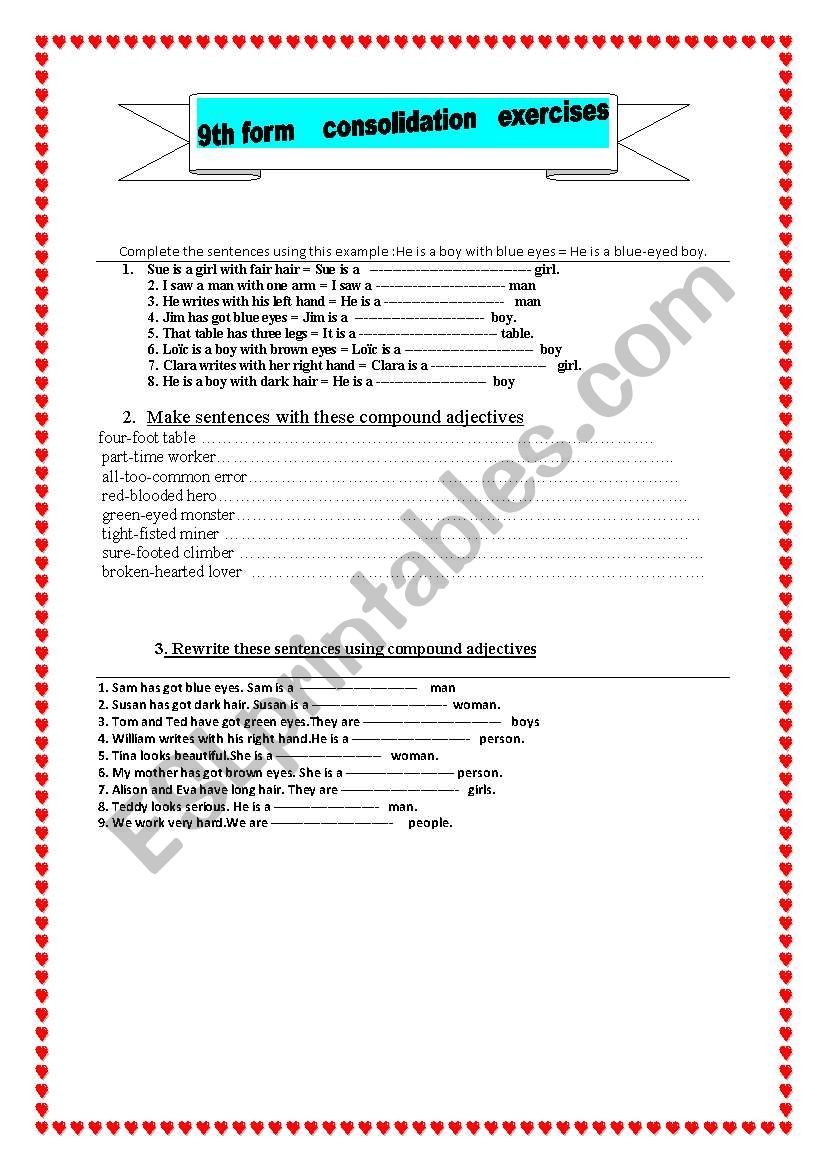 9th form consolidation exercises