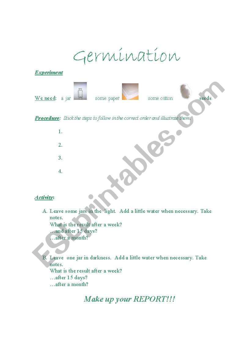 Germination worksheet