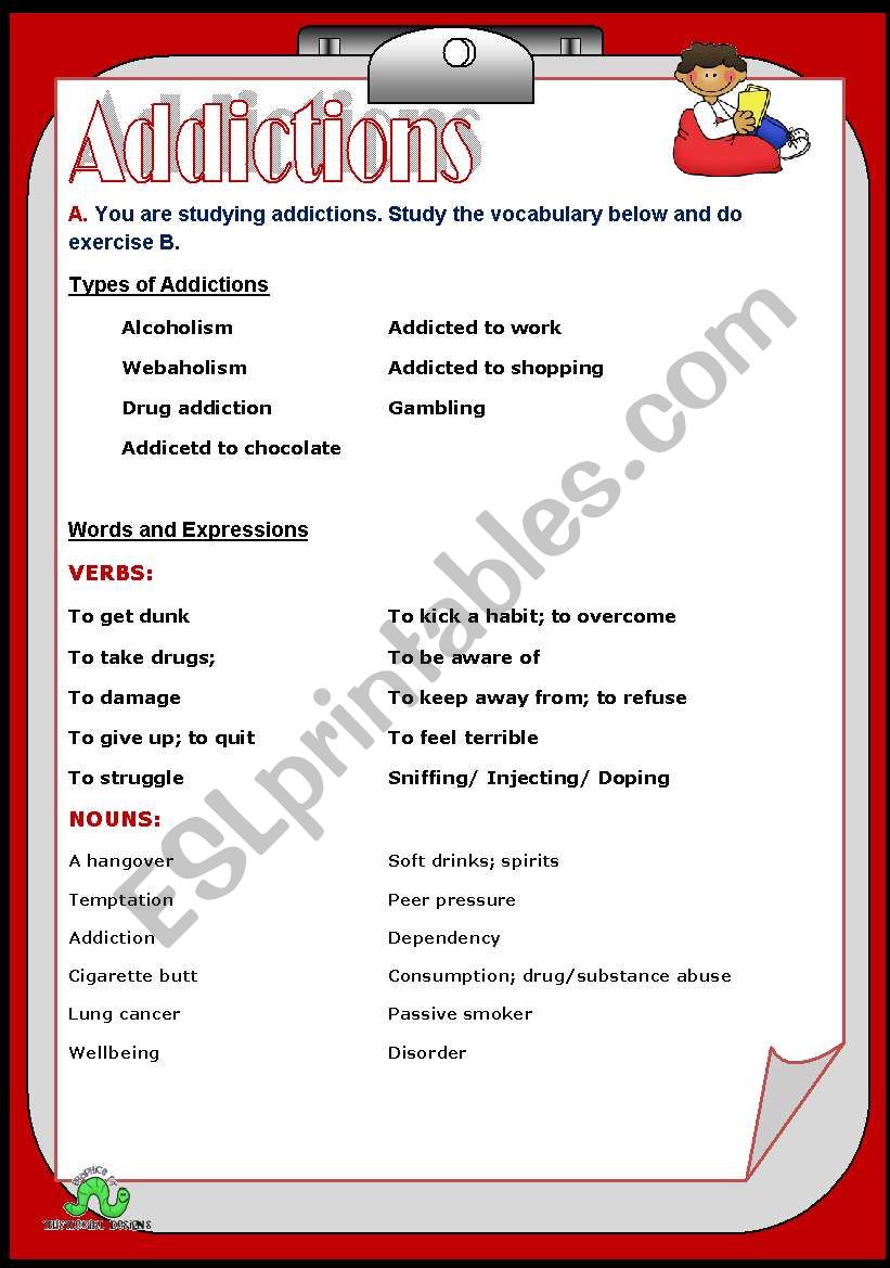 Addictions worksheet