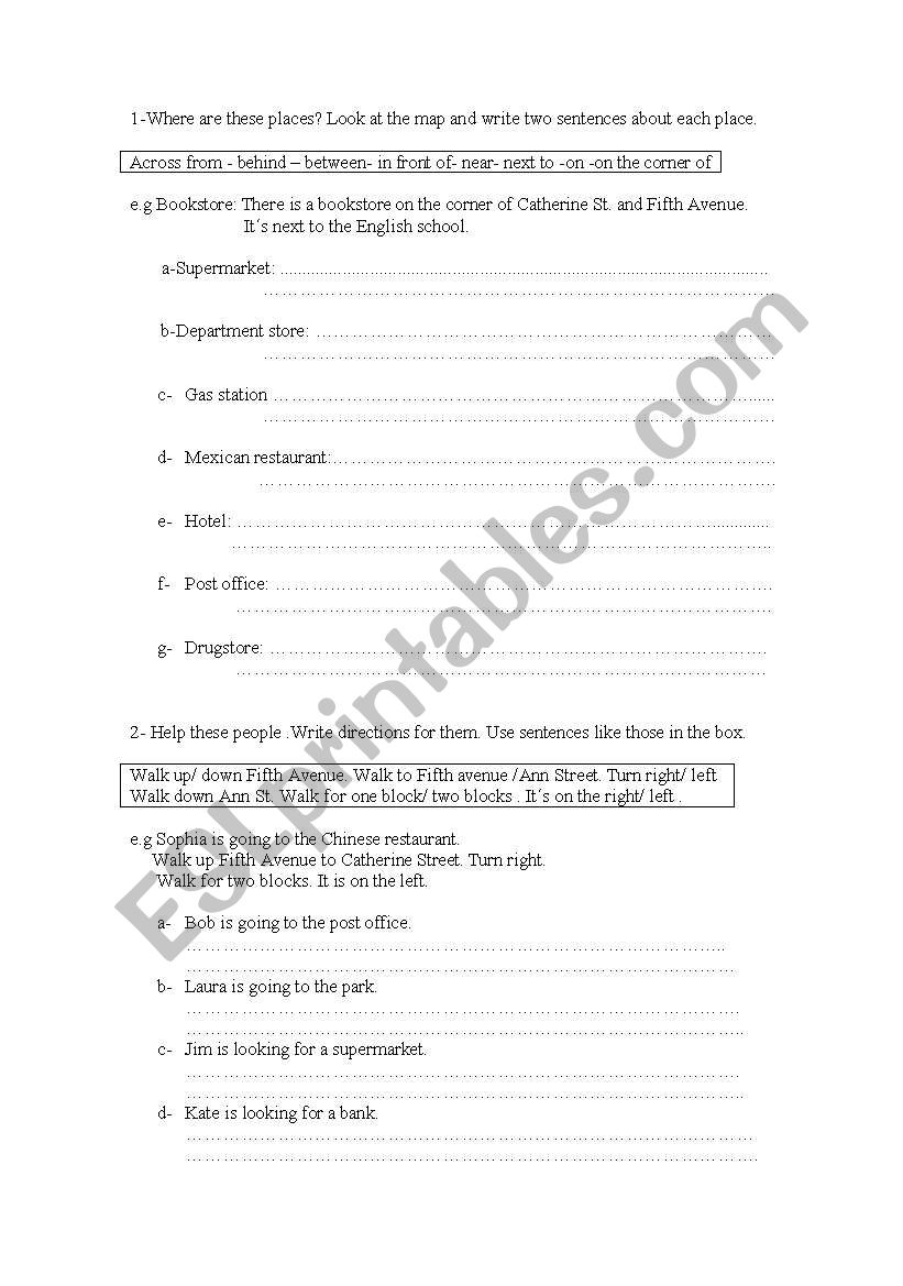 directions worksheet