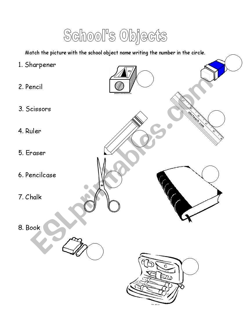 School Objects worksheet