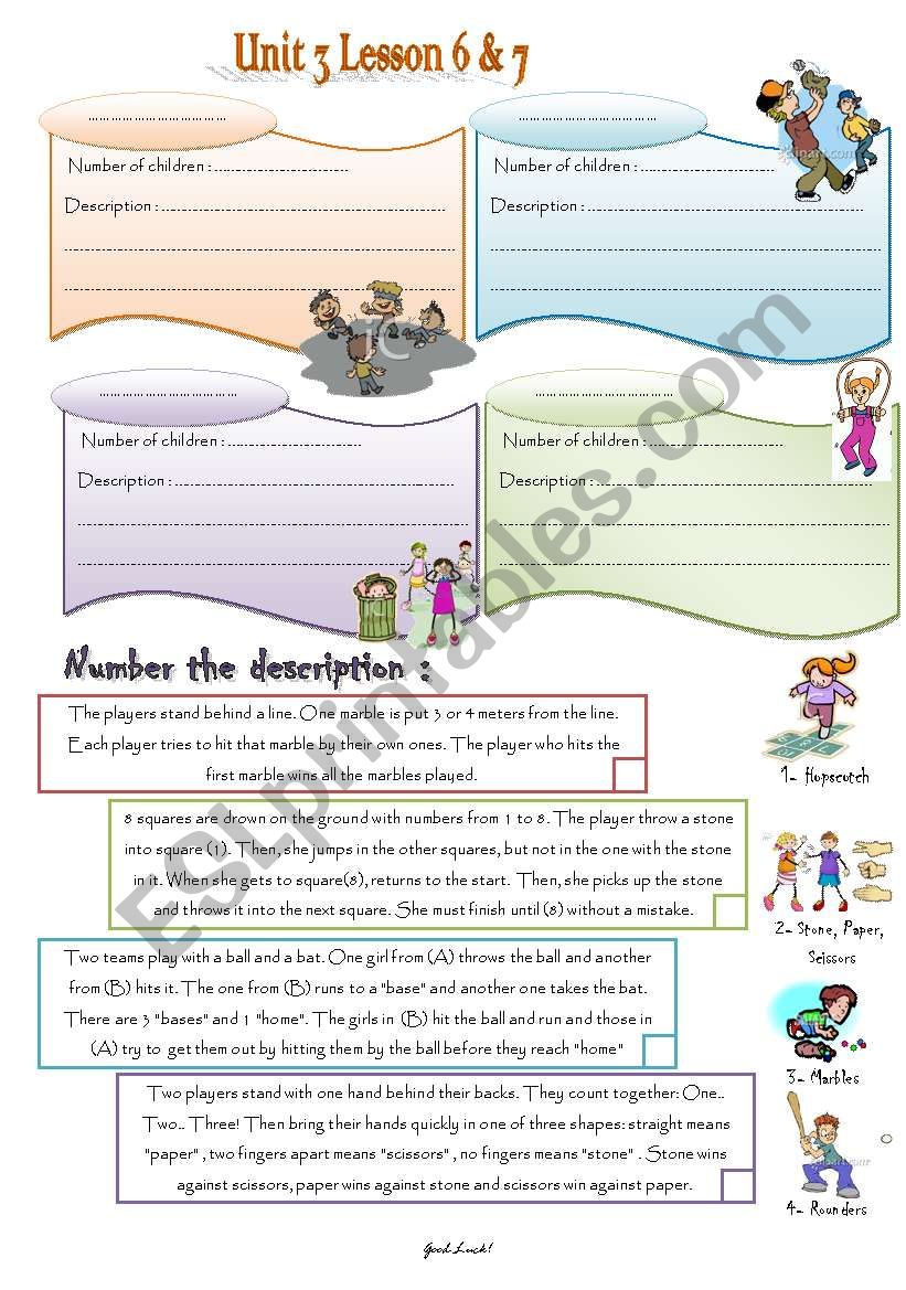 games worksheet