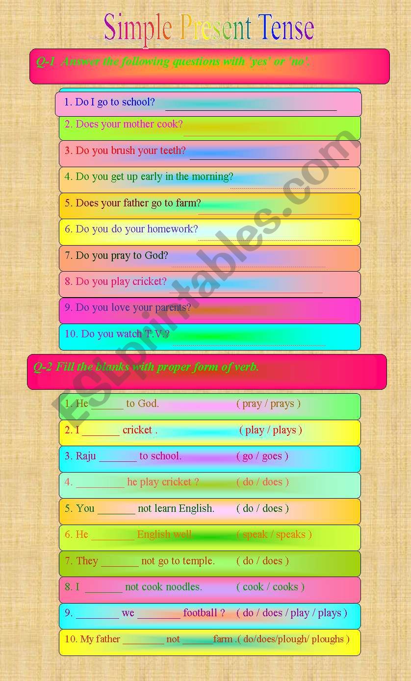 Simple Present Tense  worksheet