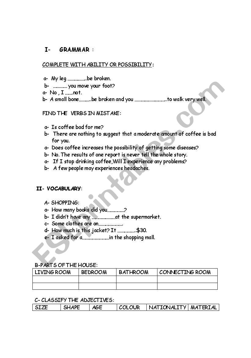 modals worksheet