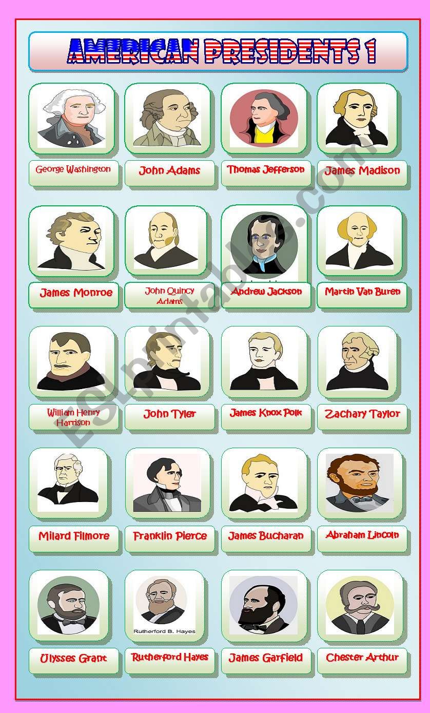 American Presidents Part 1 worksheet