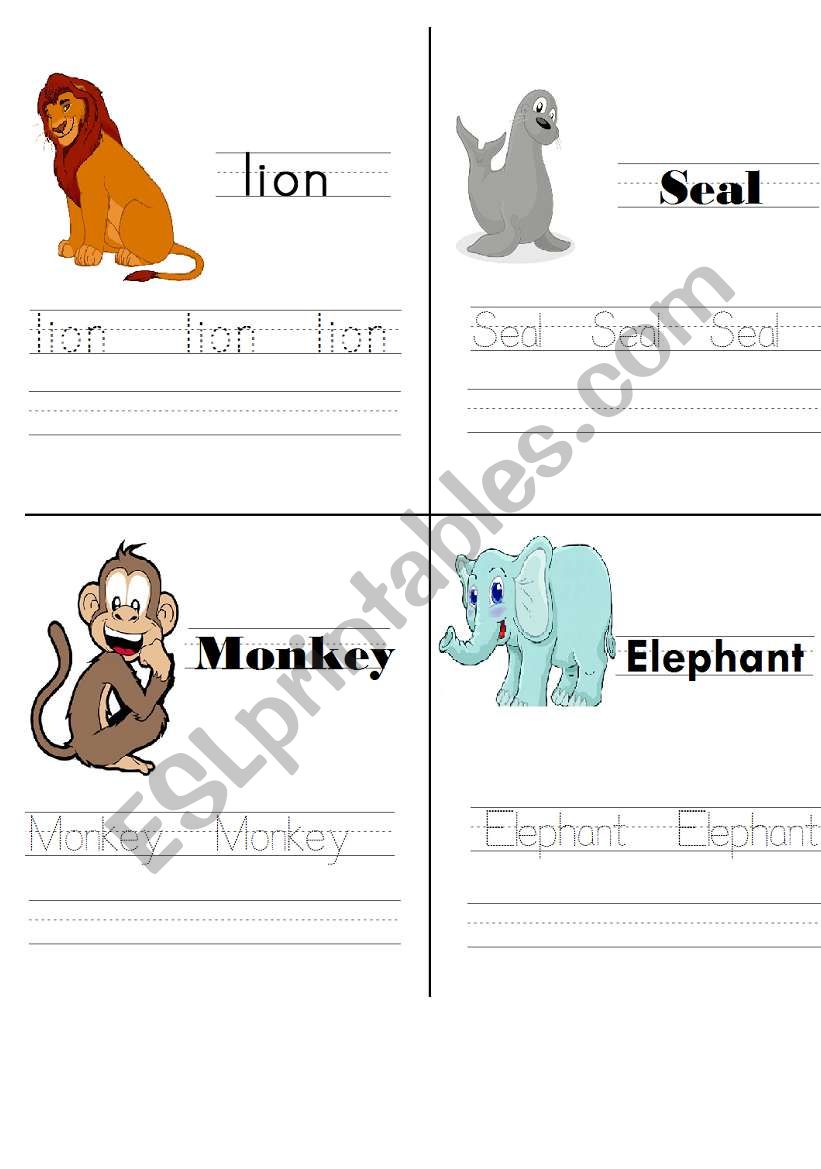 trace animales worksheet