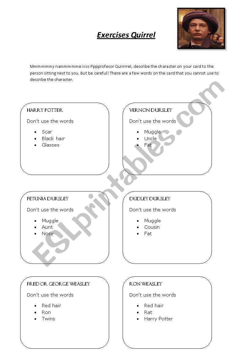 Harry Potter taboo game worksheet