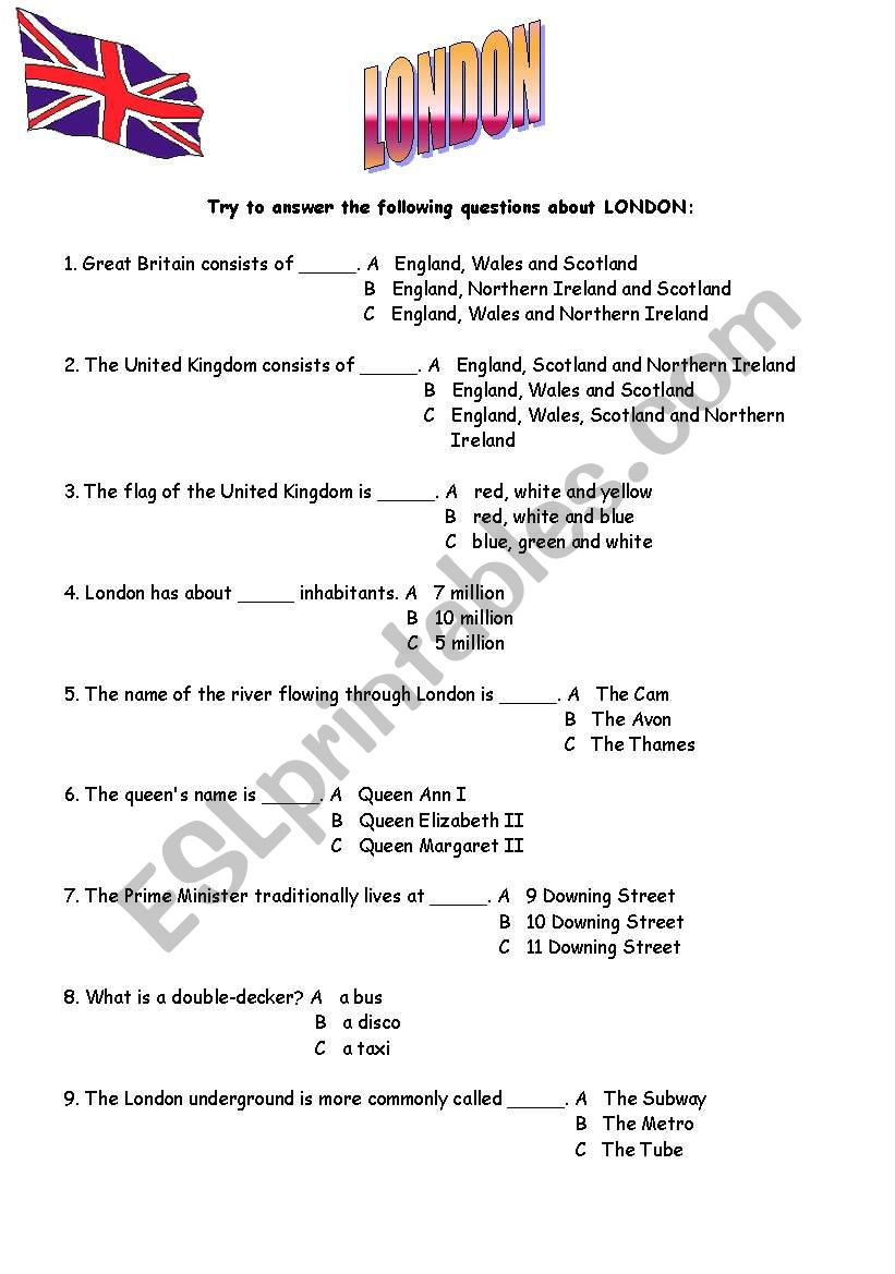 LONDON-QUIZ worksheet