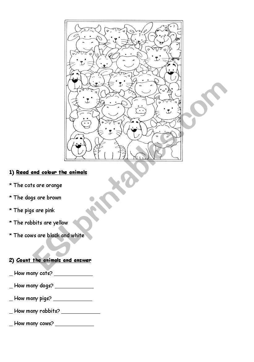 Animals worksheet