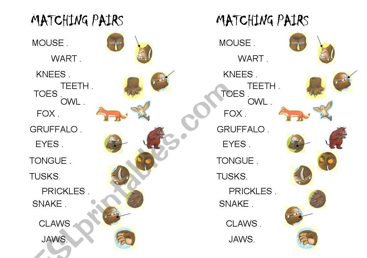 The Gruffalo - find the matching pairs