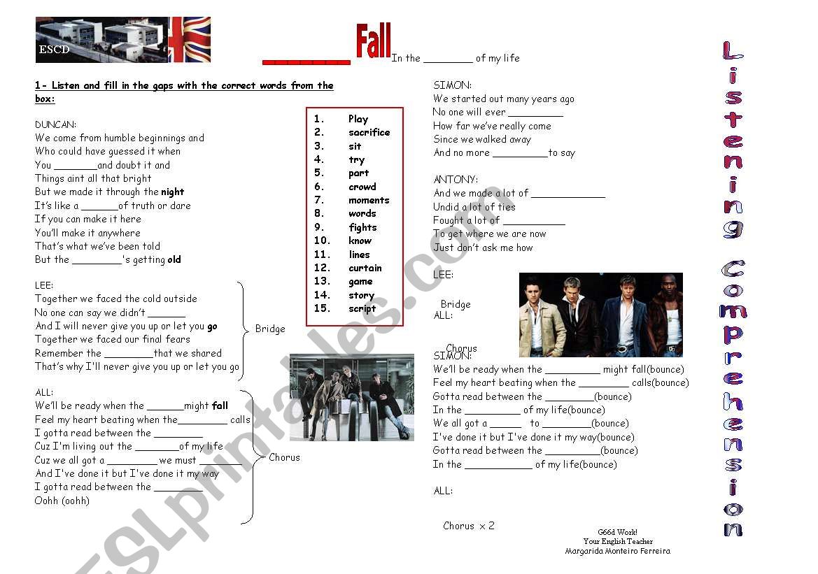 Curtain Fall Listening worksheet