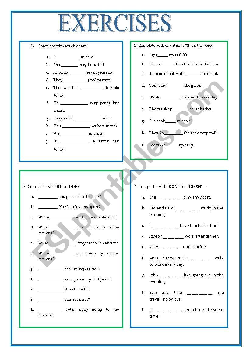 exercises worksheet