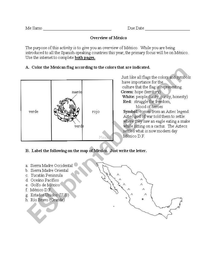 Overview of Mexico worksheet