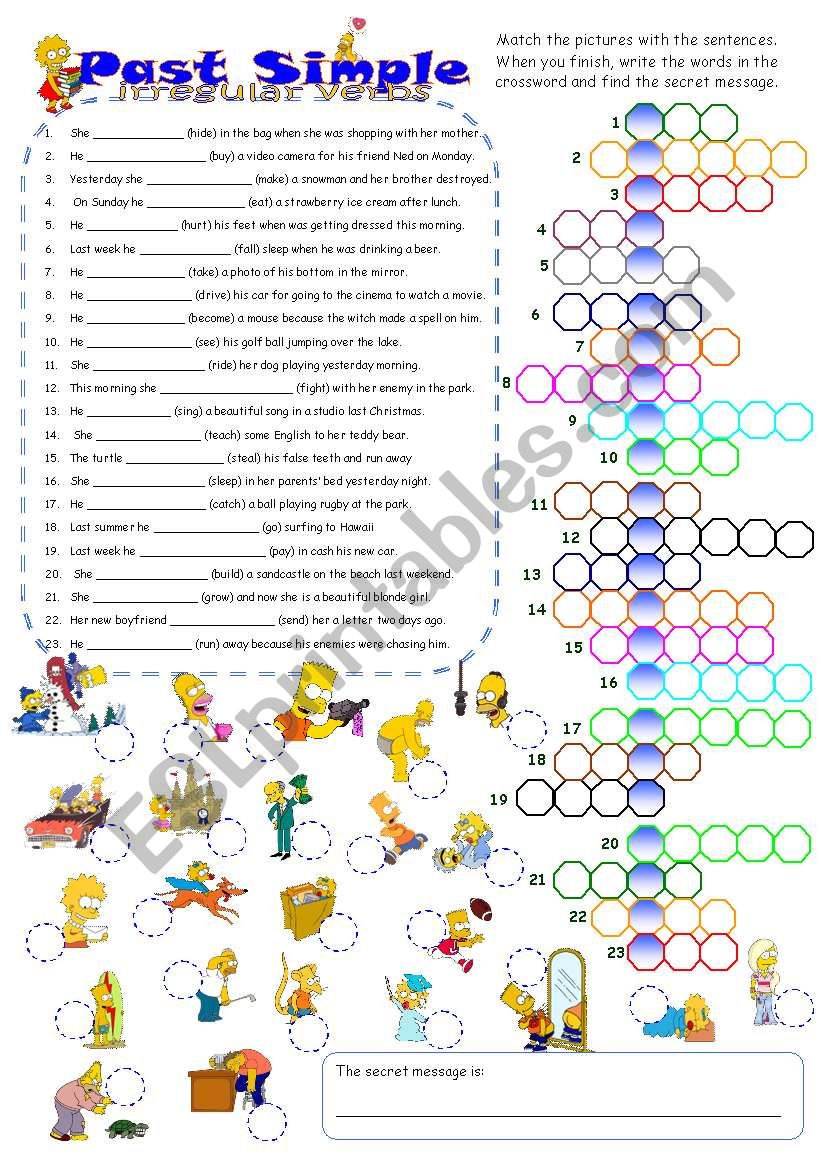 Past simple crossword with the Simpsons