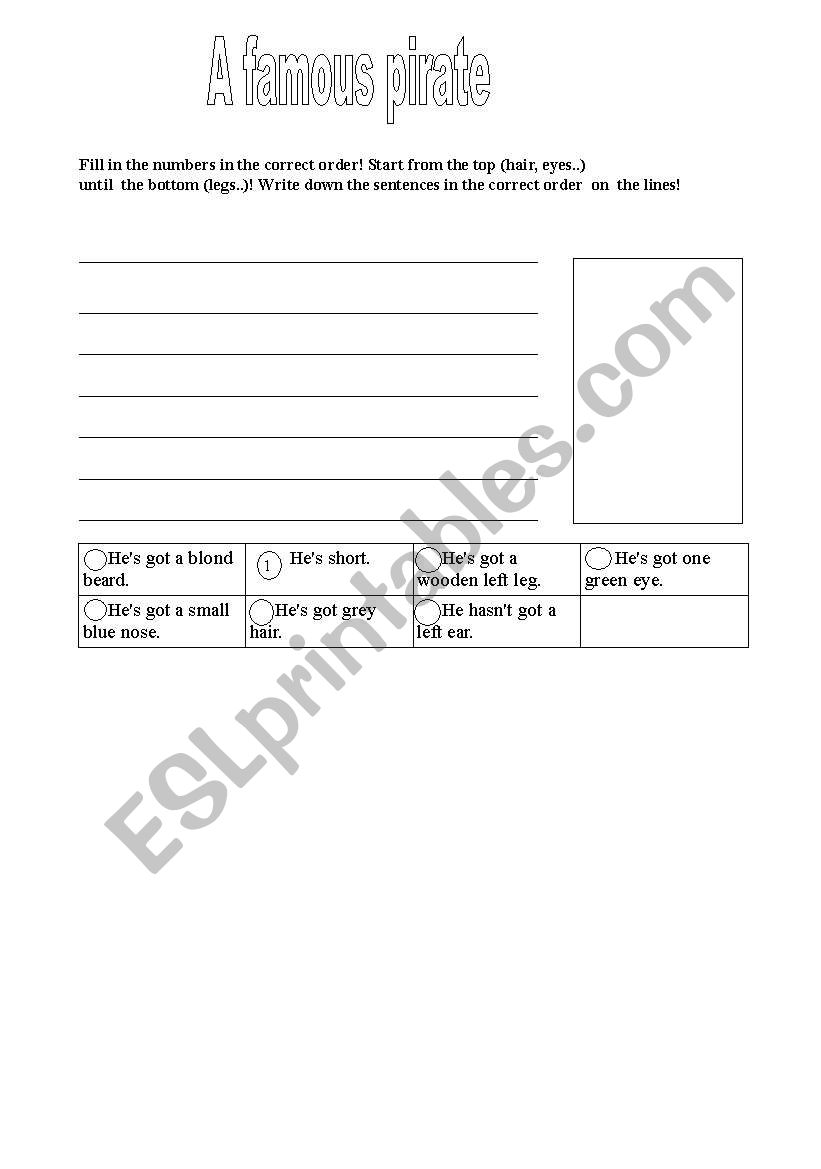 Write about a pirate worksheet