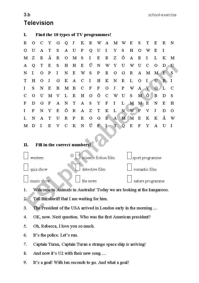 film genres worksheet