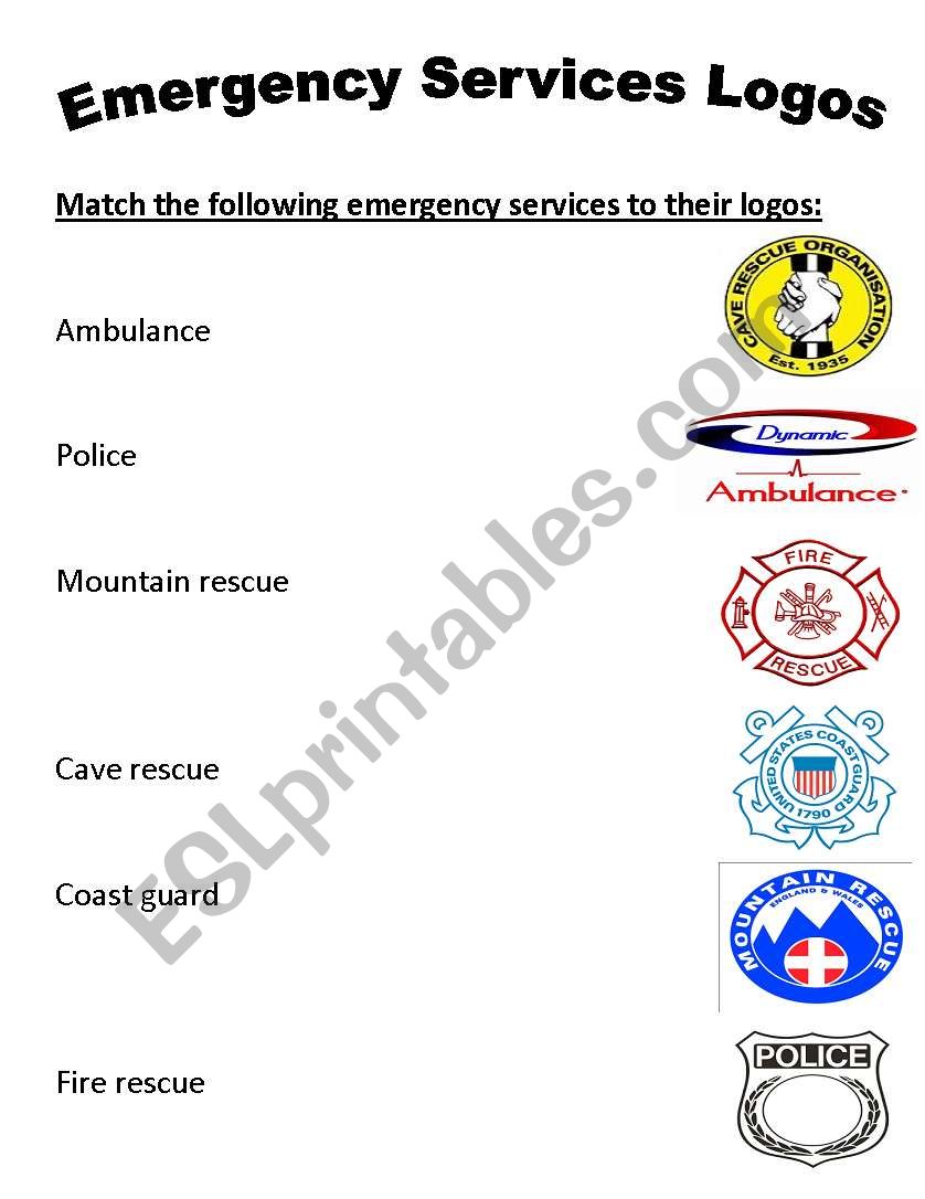 Emergency Services Logos worksheet