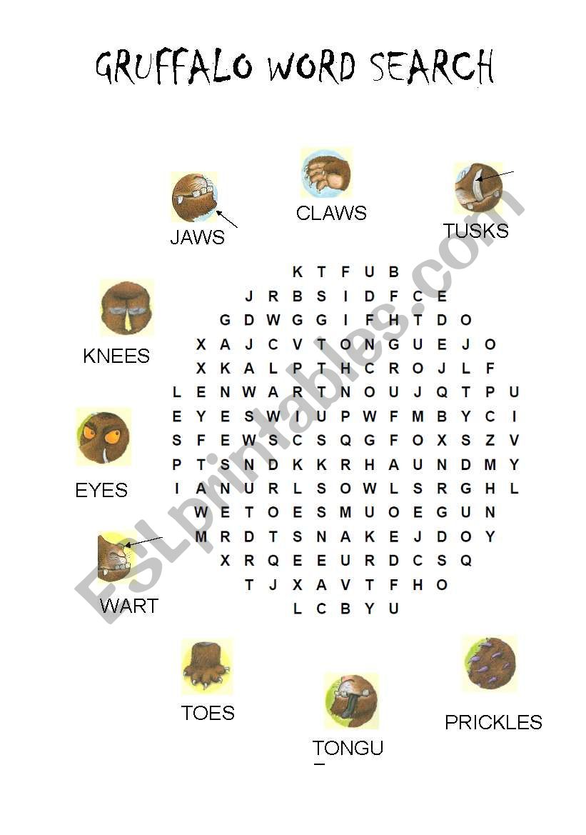 Gruffalo word search worksheet