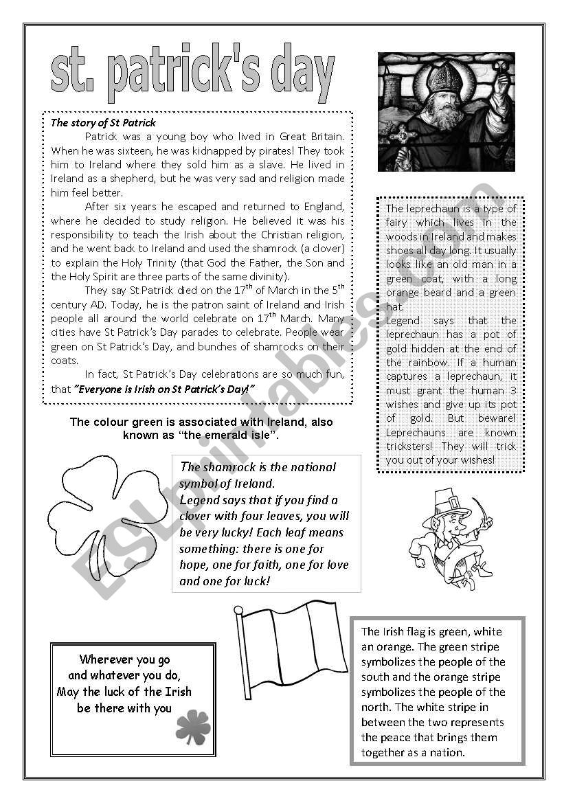 St Patricks Day handout worksheet