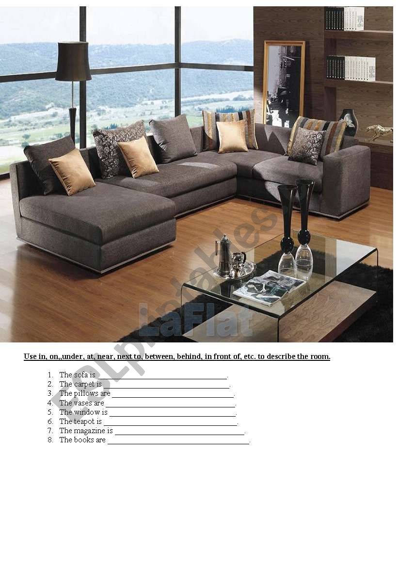 preposition and furniture worksheet