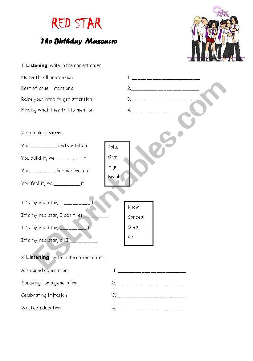 Song - Red Star worksheet
