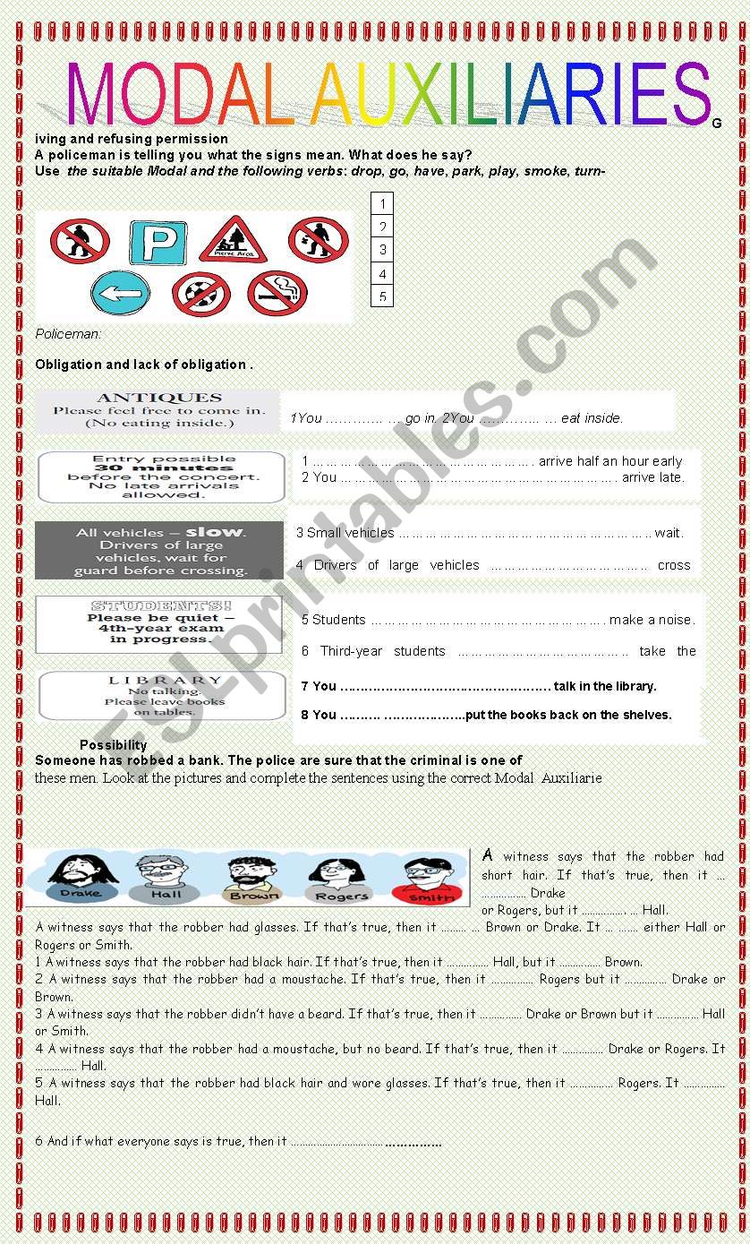 MODAL AUXILIARIES- worksheet